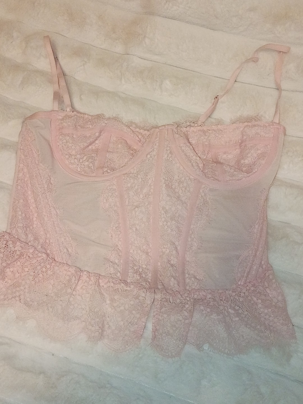 Source Unknown Pale Pink Lace Corset Camisole